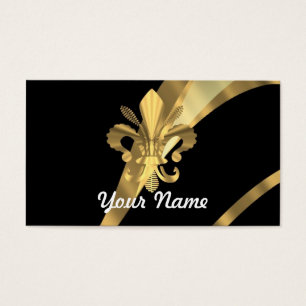 Svart & guld fleur de lys visitkort