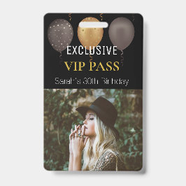 Svart Guld Födelsedagsfest Foto Anpassad Pass VIP