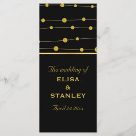 Svart, guld foil pärlor modernt bröllopsprogram program