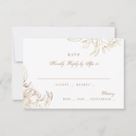 Svart Guld Folie Blommig Handritad Elegant Bröllop OSA Kort