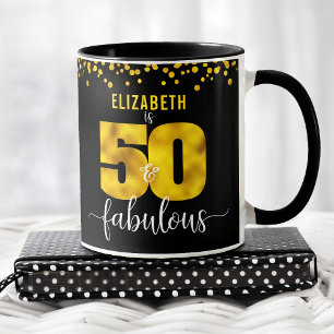 Svart guld-folie har 50 och fantastiska födelsedag mugg
