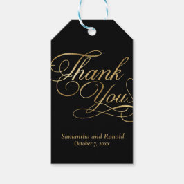 Svart & Guld Folie Tack Kalligrafi Bröllop Presentetikett