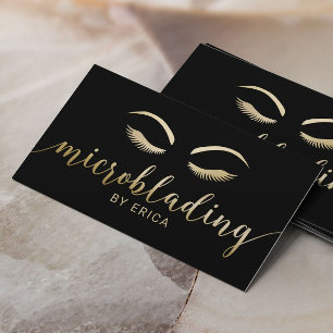 Svart & guld för konstnär för Microblading Visitkort