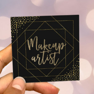 Svart & guld för typografi för Makeupkonstnär Fyrkantigt Visitkort