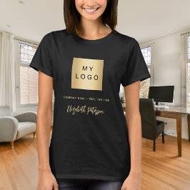 Svart guld företagslogotyp namn underskrift t shirt