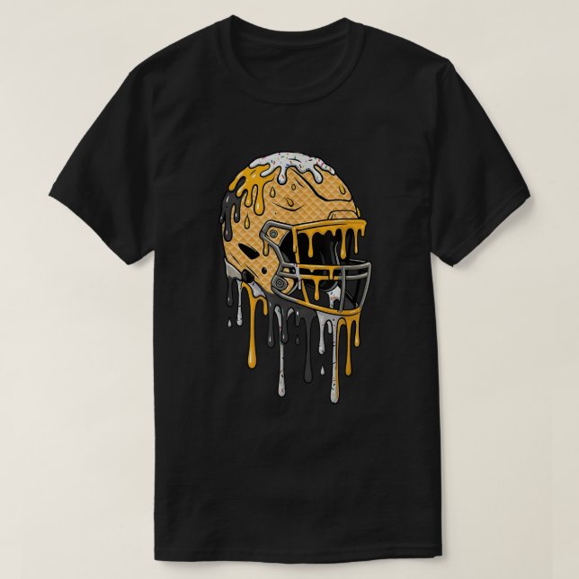 Svart Guld-fotboll Helmet Ice Cream Drick Tee (Design framsida)