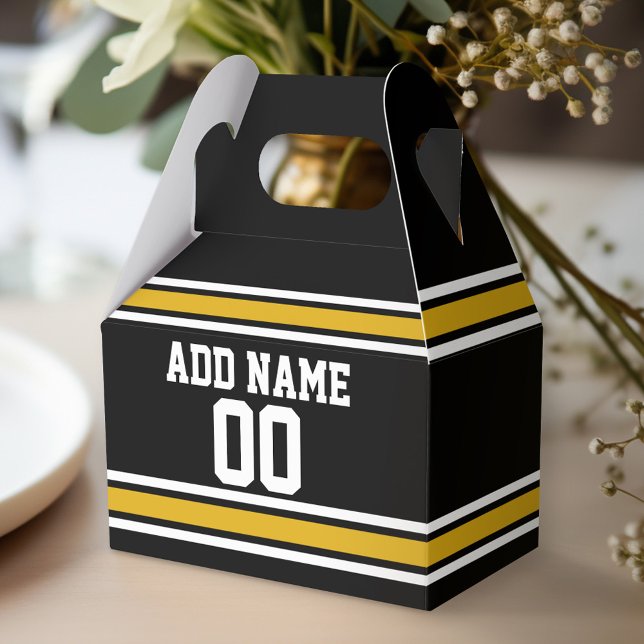 Svart Guld-fotboll Jersey-nummer Presentaskar (Personalized favor box - birthday party)