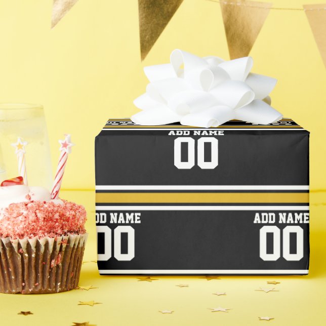 Svart Guld-fotboll Jersey-nummer Presentpapper (Födelsedagsfest)