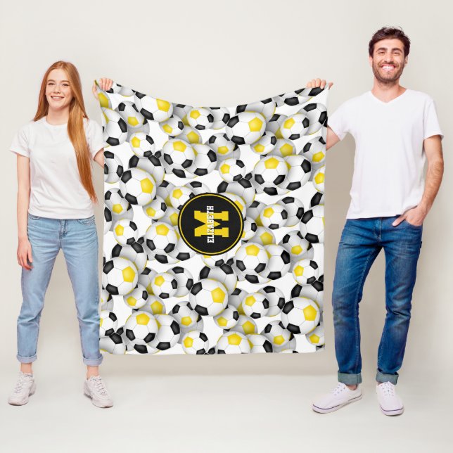 Svart guld-fotbollslag färg-pojkar fleecefilt (På plats)