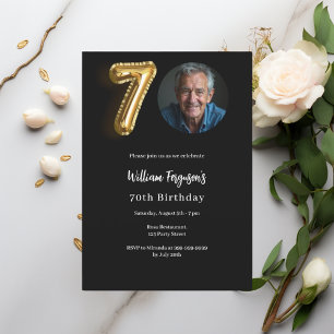 Svart guld-foto 70-årsdag inbjudningar