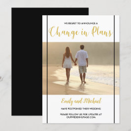 Svart & Guld Foto Meddelande om Uppställd Bröllops Inbjudningar