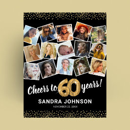 Svart Guld-foto-Party, 60:e födelsedagen Poster