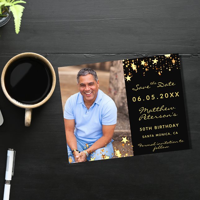 Svart guld-fotomappbudget för födelsedagen Spara d Flygblad (Skapare uppladdad)