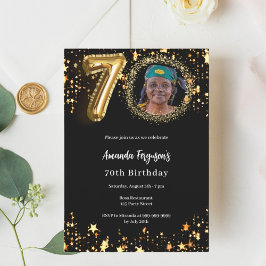 Svart guld-fotostjärnor 70-årsdag inbjudningar