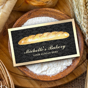Svart Guld Fransk Bröd Baguette Bageri Visitkort