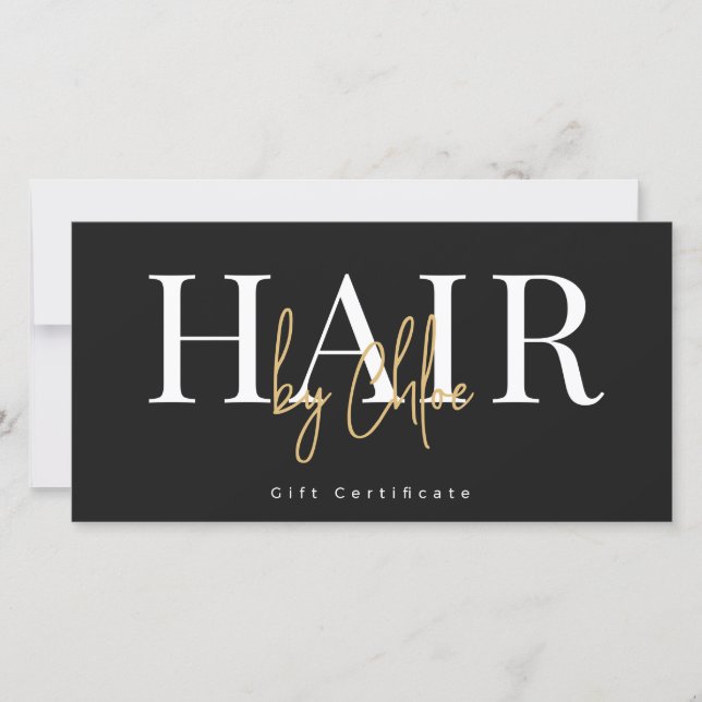 Svart Guld Frisörst Gift Certificate (Framsida)