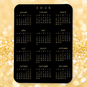 Svart Guld Full År 2026 Kalender Kylskåp Kök Magnet