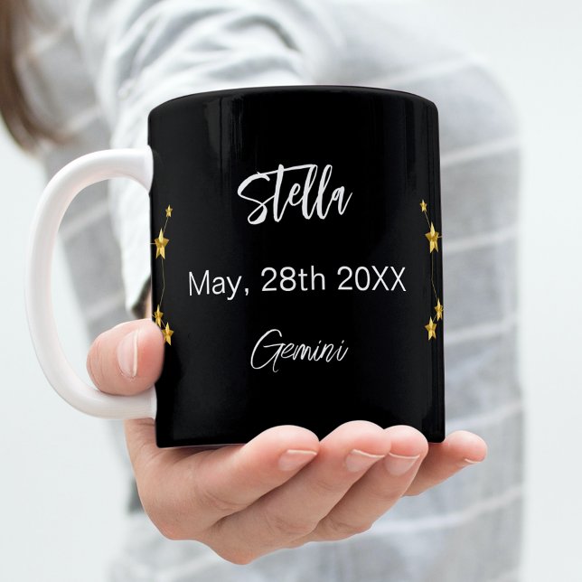 Svart guld Gemini-stjärnornas konstellationsår Kaffemugg (Skapare uppladdad)
