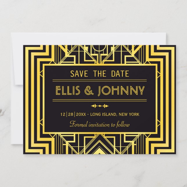 Svart & Guld Geometric Save-datum Spara Datumet (Framsida)