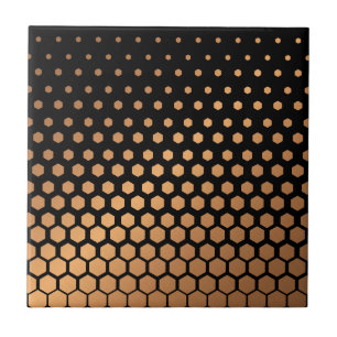 Svart & guld- geometriskt mönster kakelplatta