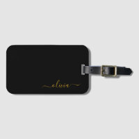 Svart Guld Girly Script Monogram Namn Modern