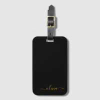 Svart Guld Girly Script Monogram Namn Modern
