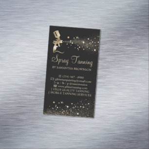 Svart Guld Glans Målar Logo Spray Solbränna Magnetiska Visitkort