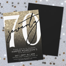 Svart Guld Glitter 70-årsdag