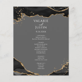 Svart Guld Glitter Agat Budget Bröllopsmeny Flyer