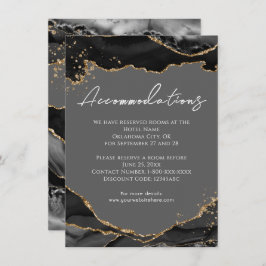 Svart Guld Glitter Agate Bröllopsinbjudan  Tilläggskort