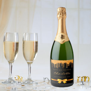 Svart guld glitter drop monogram namn