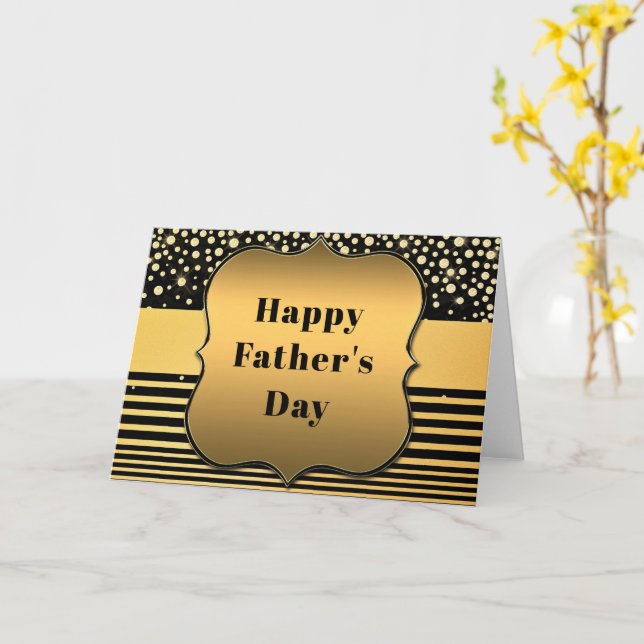 Svart Guld Glitter Glad Fars Dag Kort (Gul blomma)