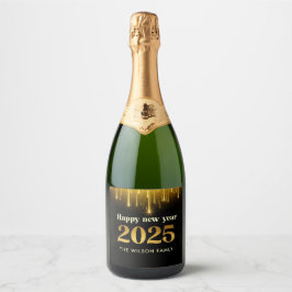 Svart Guld Glitter Gott nytt år 2025 Vin