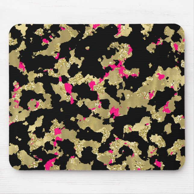 Svart Guld Glitter Het Rosa Abstrakt Flagnande Gla Musmatta (Framsidan)