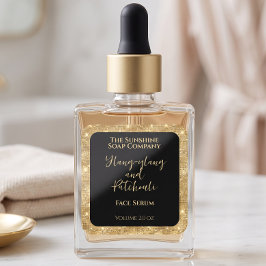 Svart Guld Glitter Kosmetik Droppar Flaska Etikett