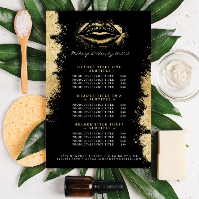 Svart Guld Glitter Läppar  Makeup Artist Pris List (Skapare uppladdad)