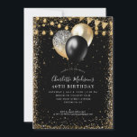 Svart Guld Glitter Ljus Bubblar vid alla åldrar Inbjudningar<br><div class="desc">Modern Elegant Black Guld Glitter Ljus-ballong oavsett ålder</div>
