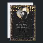 Svart Guld Glitter Ljus Bubblar vid alla åldrar Inbjudningar<br><div class="desc">Modern Elegant Black Guld Glitter Ljus-ballong oavsett ålder</div>