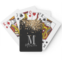 Svart guld glitter-monogram, eget namn