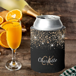 Svart guld glitter monogram namn chic glans