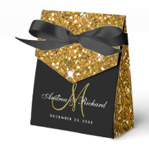 Svart Guld-Glitter-monokulärsförmånslåda med monog