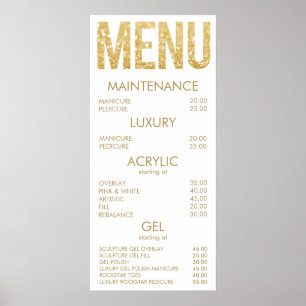 Svart & Guld Glitter Salong Meny Vägg Affisch