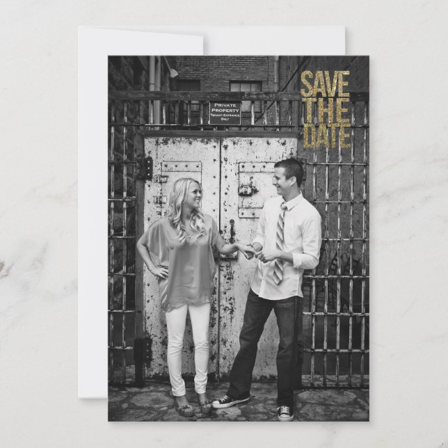 Svart & Guld Glitter Save the Date Typografi Spara Datumet (Framsida)