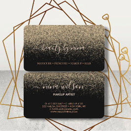 Svart Guld Glitter Signatur Visitkort