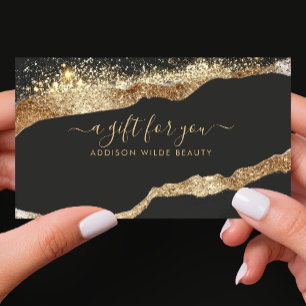Svart Guld Glitter Skript Salong Presentkort Visitkort