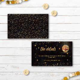 Svart Guld Glitter Stjärna Disco Boll Bröllopsdeta Tilläggskort