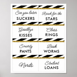 Svart Guld Glitter Studenten Candy Pub Signs 2 Poster