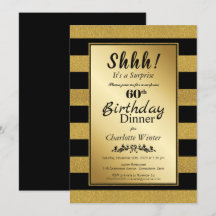 Svart & Guld Glitter Surprise 60:e födelsedag