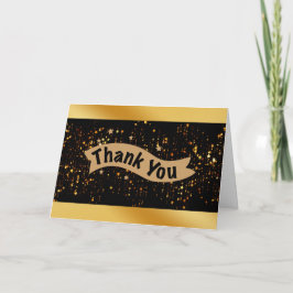 Svart Guld Glitter Tackkort Design Kort