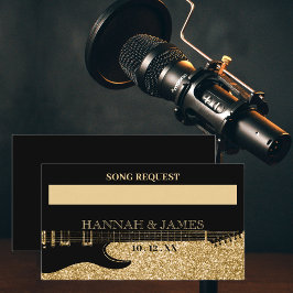 Svart & guld glittergitarr bröllops låtförfrågan tilläggskort